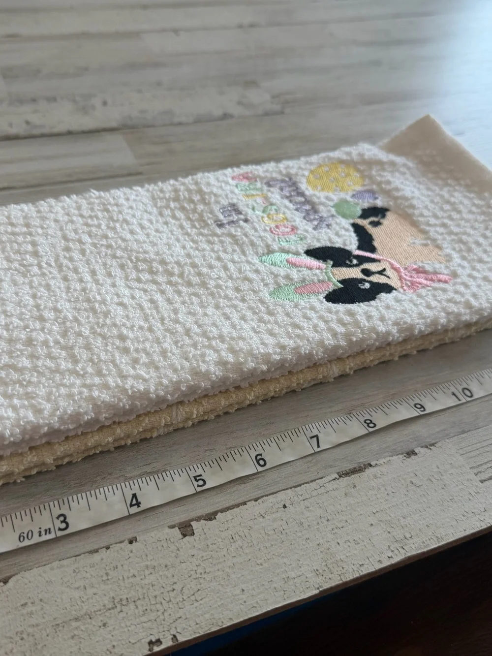 Easter Boston Terrier Dog Kitchen Towels Set of 2 “I’m Eggs-tra Special”